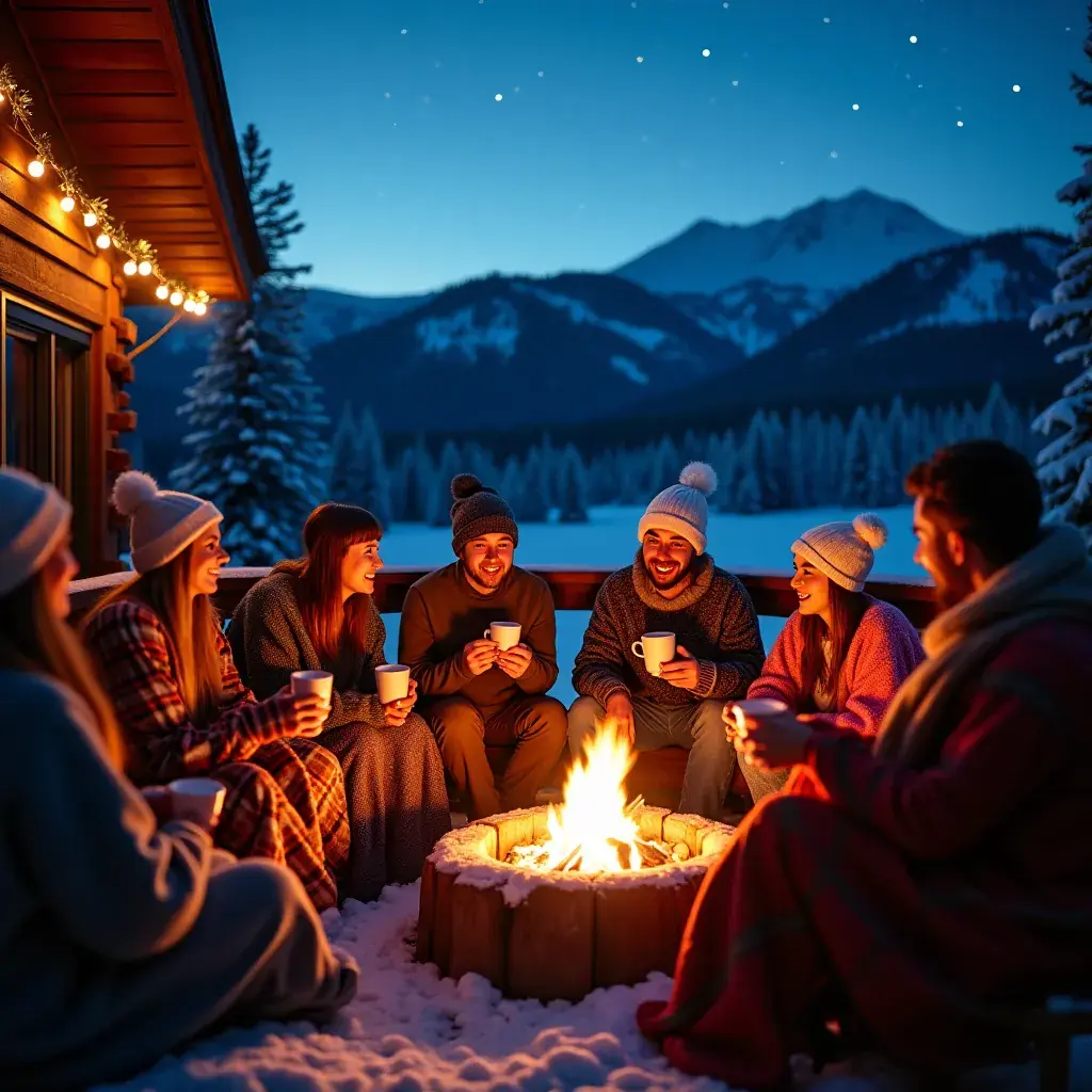 Панорамный вид на горное озеро летом с туристами на тропах.