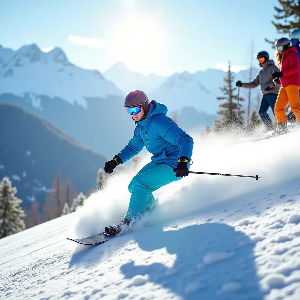 Туристы, идущие по горной тропе с видом на долину.